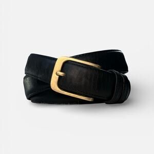 Coach Vintage Black Cowhide Leather Belt with Solid Gold Brass Buckle 32” 80cm